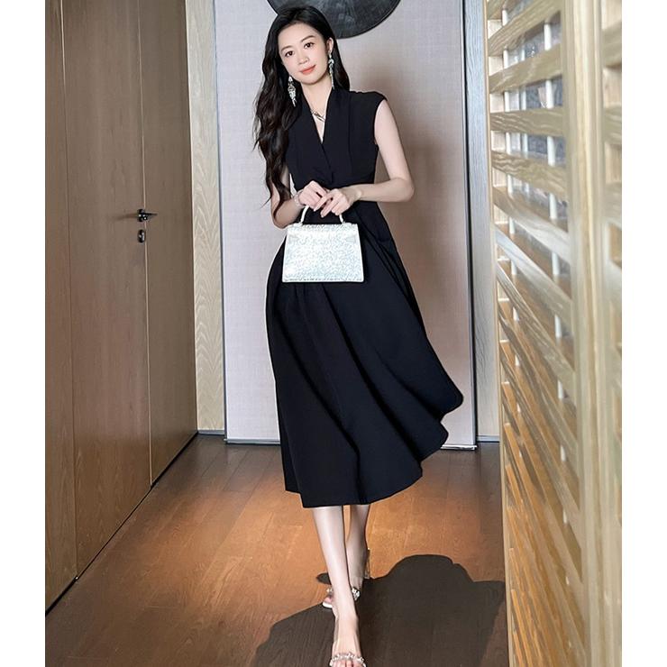 ノースリーブ ワンピース 黒 大きいサイズ レディース きれいめ 膝丈