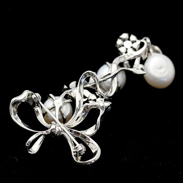 碌山 パール リボン ブローチペンダント バロック真珠やシードパールを
