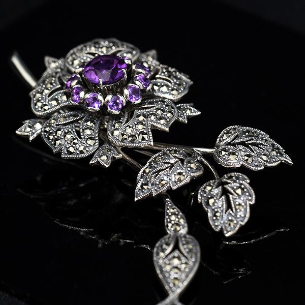 はる超美品☆ 大振りアメジスト付ブローチ ♯158 超美品☆GEORG JENSEN