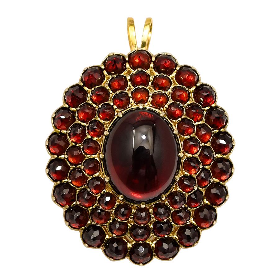 碌山 ガーネット ブローチペンダント 華やかにきらめく上質ワイン