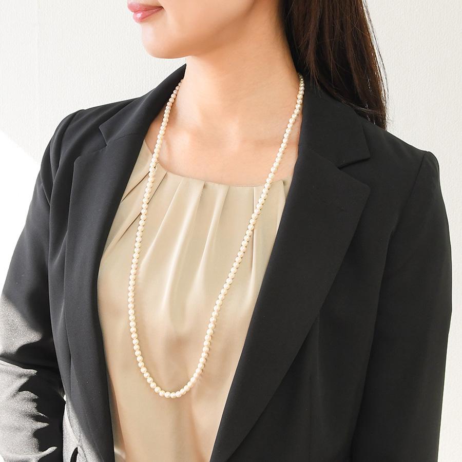 ベビーパール アコヤ真珠 80cm ロングネックレス 5mm 可憐なホワイト