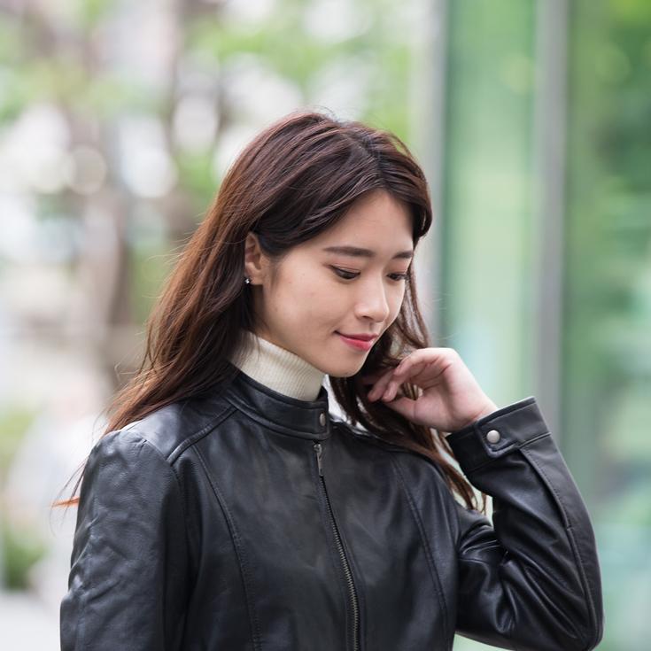 LIUGOO ZERO WASTE 本革 シングルライダースジャケット レディース