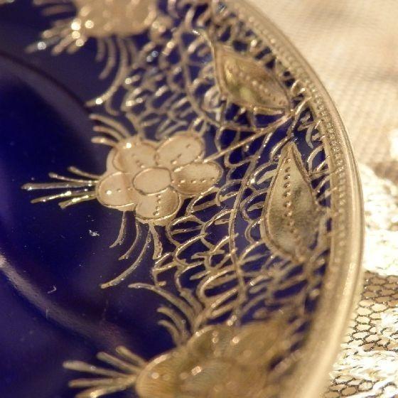 ノリタケ オールドノリタケ コバルト 金盛藍線帯華装飾紋 カップアンド