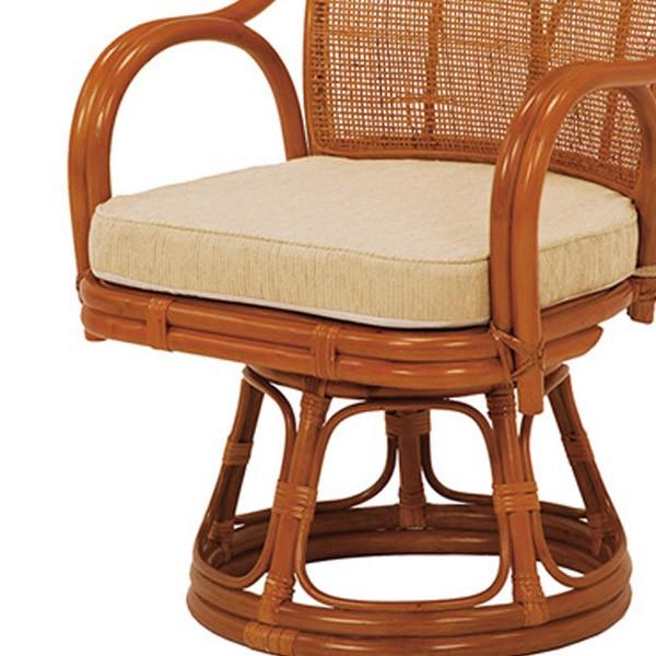 籐 回転座椅子 2脚セット ミドルタイプ ラタンチェア 座面高40cm （ 座