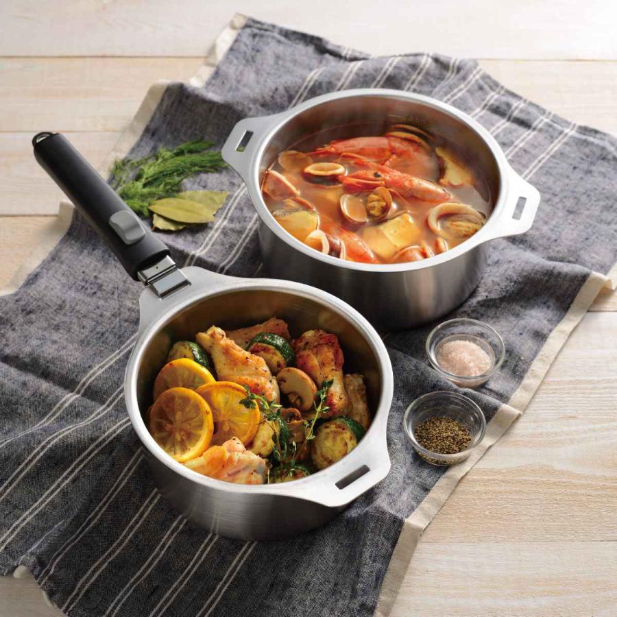 和平フレイズ 鍋4点セット IH対応 蓋付き 着脱式ハンドル付き 燕三