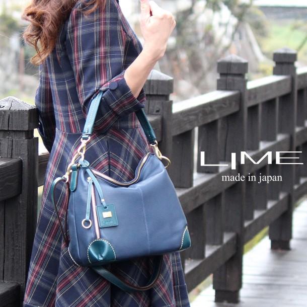 LIME made in japan ショルダーバッグ レディース 本革 2way 斜め掛け