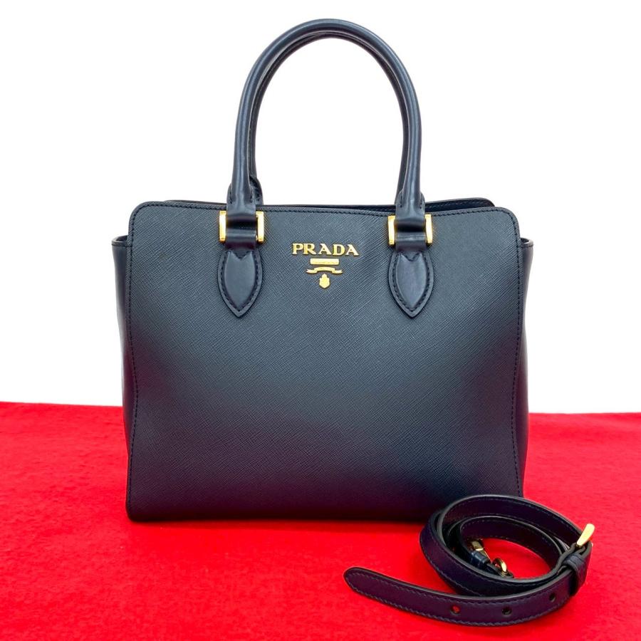 PRADA（プラダ） 極 美品 ロゴ 金具 サフィアーノ レザー 本革 2way