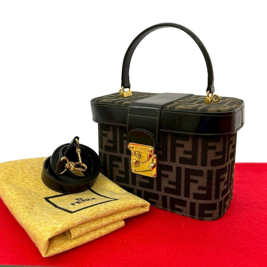 FENDI（フェンディ） 極 美品 箱 袋付き ズッカ 柄 ロゴ レザー 本革
