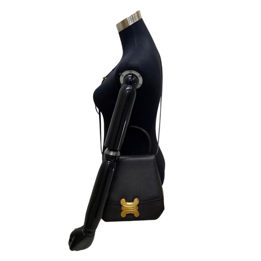 CELINE（セリーヌ） 極 美品 袋付き トリオンフ ロゴ 金具 レザー 本革