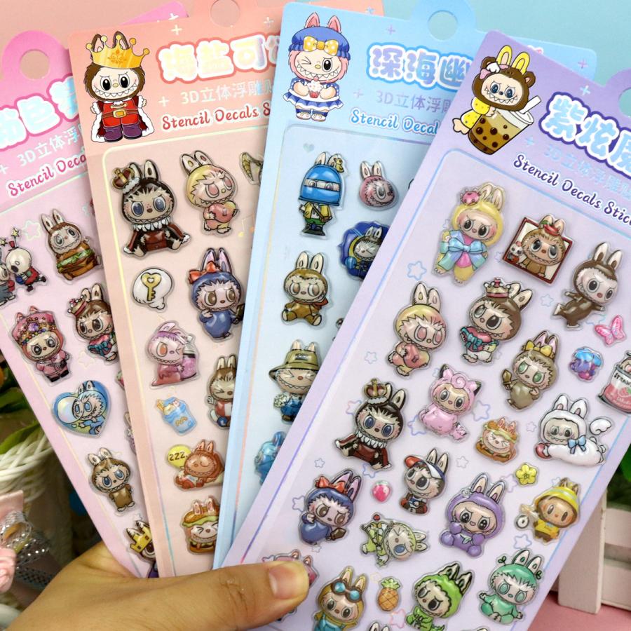 エアタイプ LABUBU ラブブシール ぷくぷく 3D立体シール 3Dジュエル