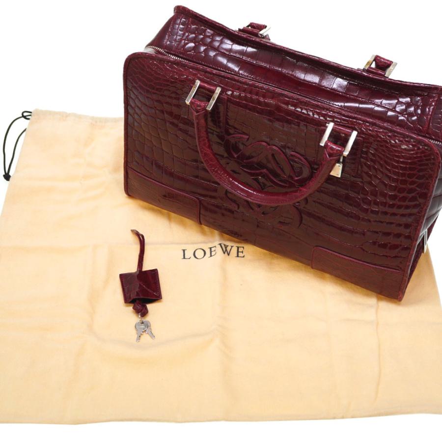 LOEWE（ロエベ） アマソナ36 クロコダイル ボルドー ハンドバッグ