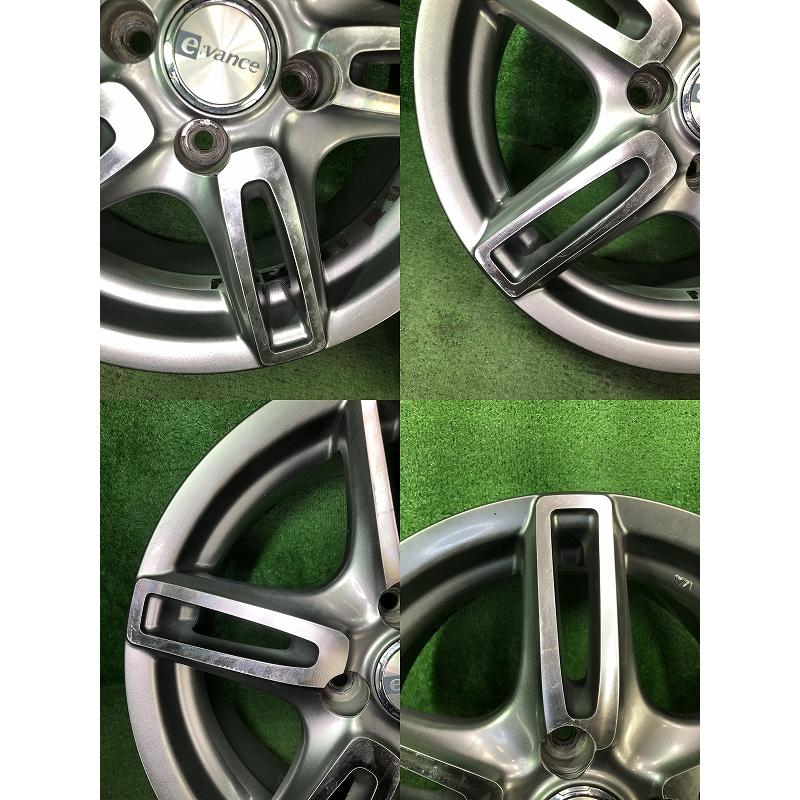 ☆15インチ e:vance 中古 社外 アルミホイール 4本 4穴 PCD:100 IN43