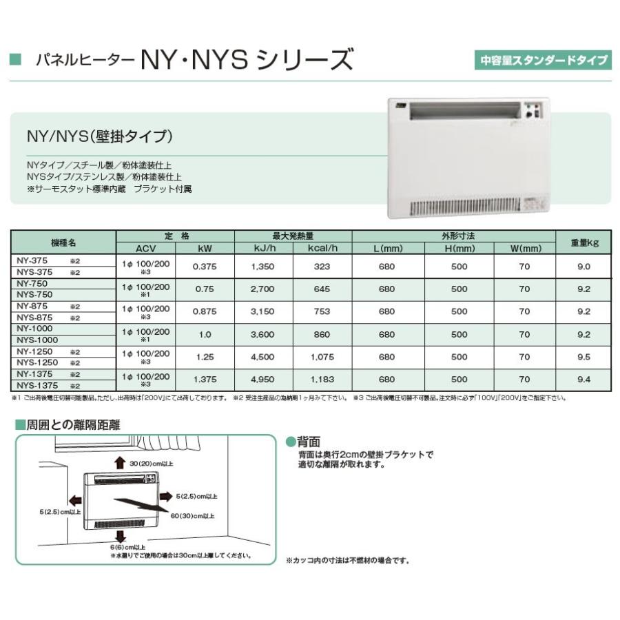 インターセントラル】 パネルヒーター 自然対流式 定格電圧：1Φ200V