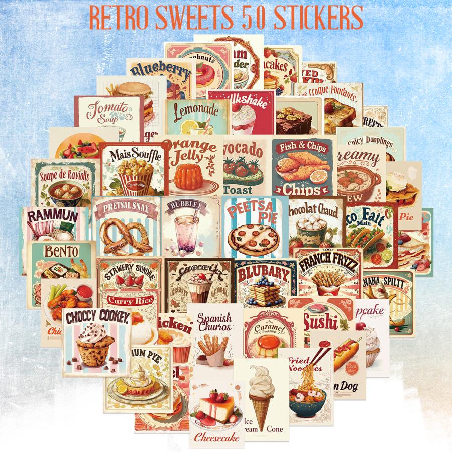 アメリカン オールド 雑誌 フード スイーツ 広告 ステッカー 50枚