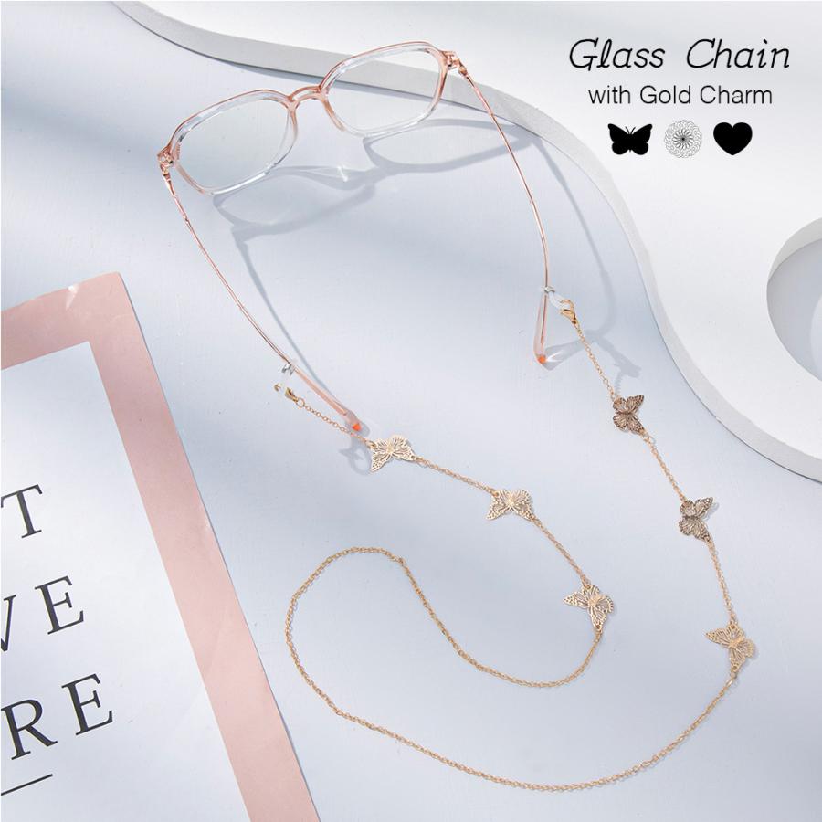 チャーム付き ゴールド メガネチェーン 全3種 グラスコード メガネ