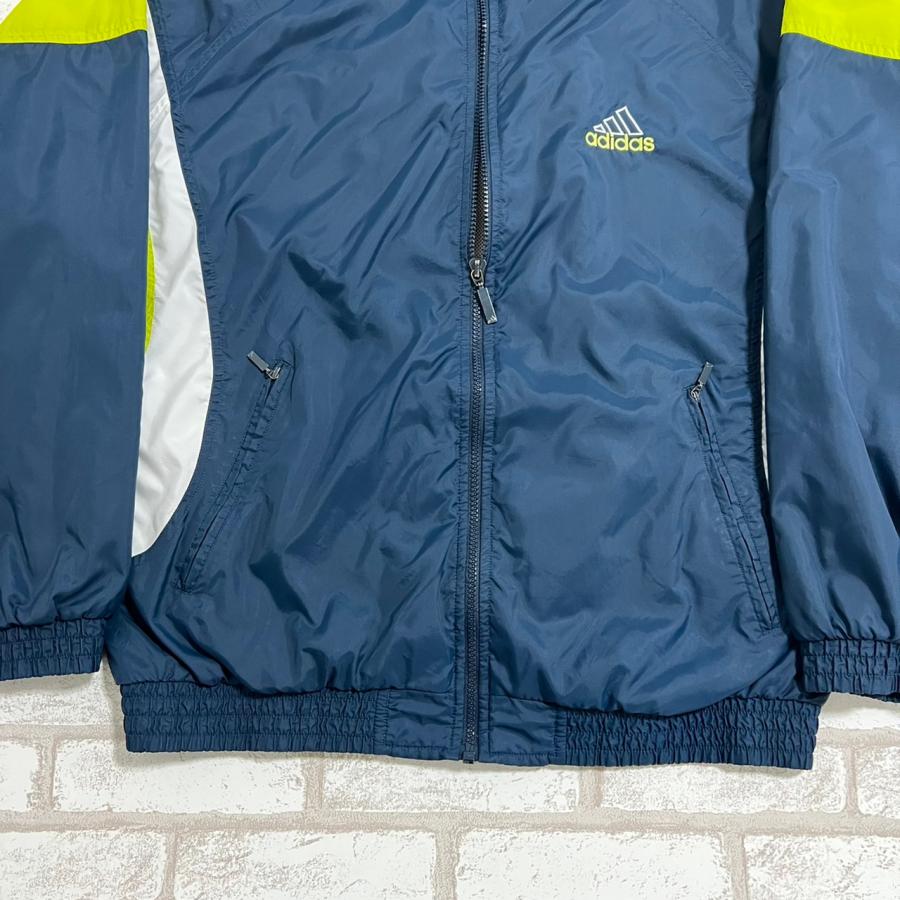 adidas（アディダス） 【古着】紺 黄緑 ネイビー フルジップナイロン