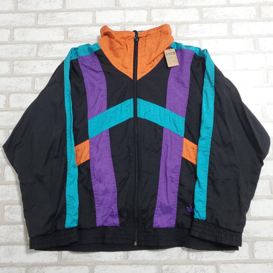 adidas（アディダス） 【古着】ナイロンジャケット 黒 青 オレンジ 紫