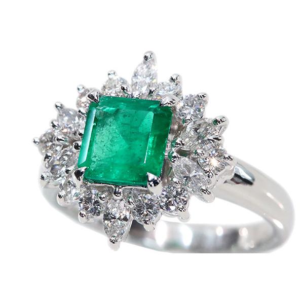 エメラルド リング/指輪 1.190カラット プラチナ900 PT900 豪華