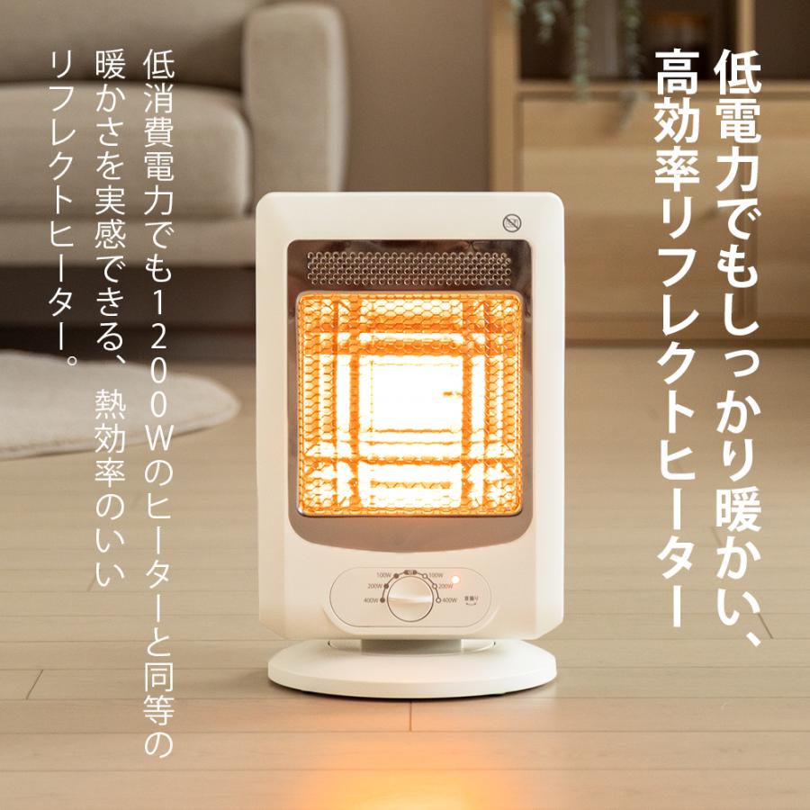電気代約60%削減 リフレクトヒーター 省エネ 乾燥しない 静音 首振り