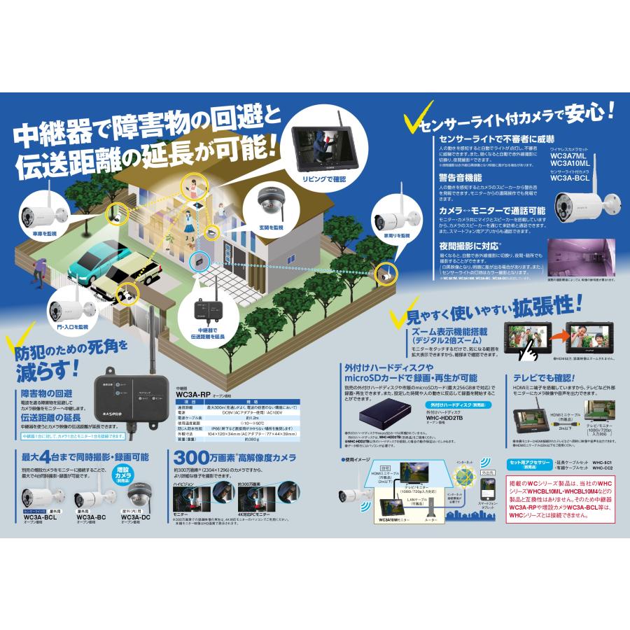 マスプロ（MASPRO） モニター(10インチ）&センサーライト付ワイヤレス