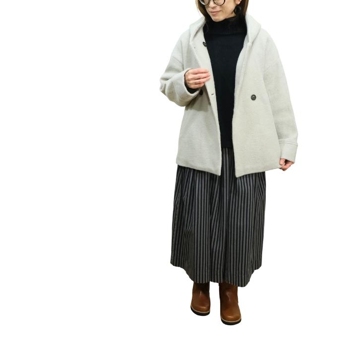 SALE20%OFF】マオメイド mao made 圧縮ウール ダブルボタン ミドル丈