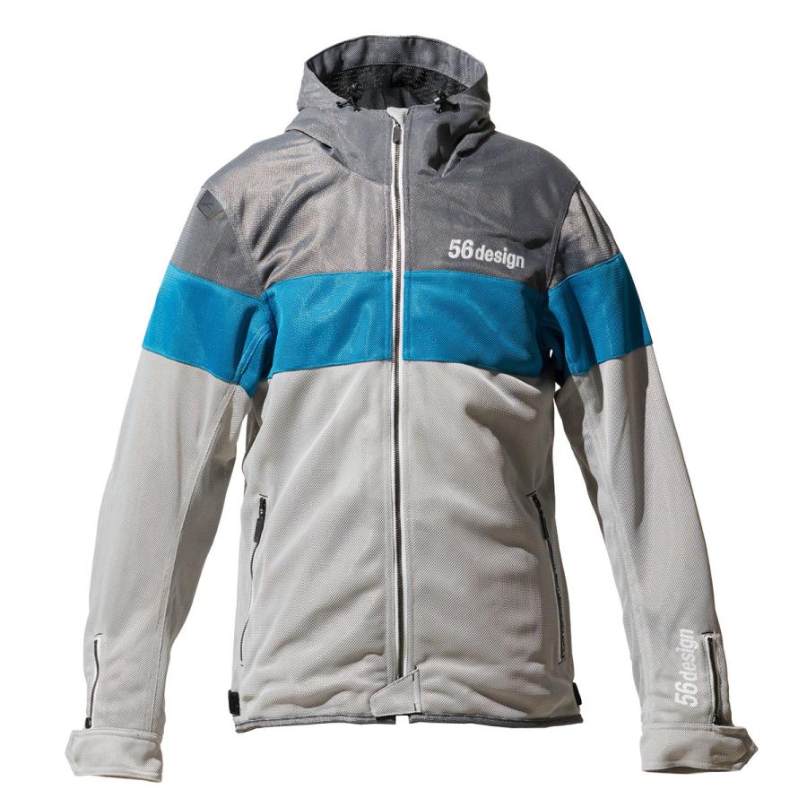 56デザイン メッシュジャケット ボーダー メッシュ パーカー バイク