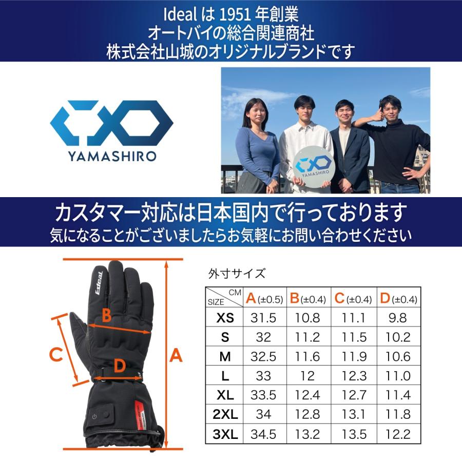 山城（YAMASHIRO） IDEAL アイディール バイク用 電熱グローブ ID-205
