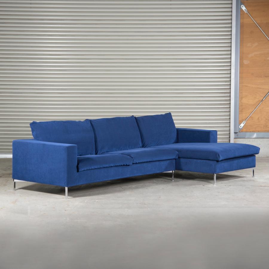 極美品 カッシーナ ボックススモールソファ ファブリック ネイビー