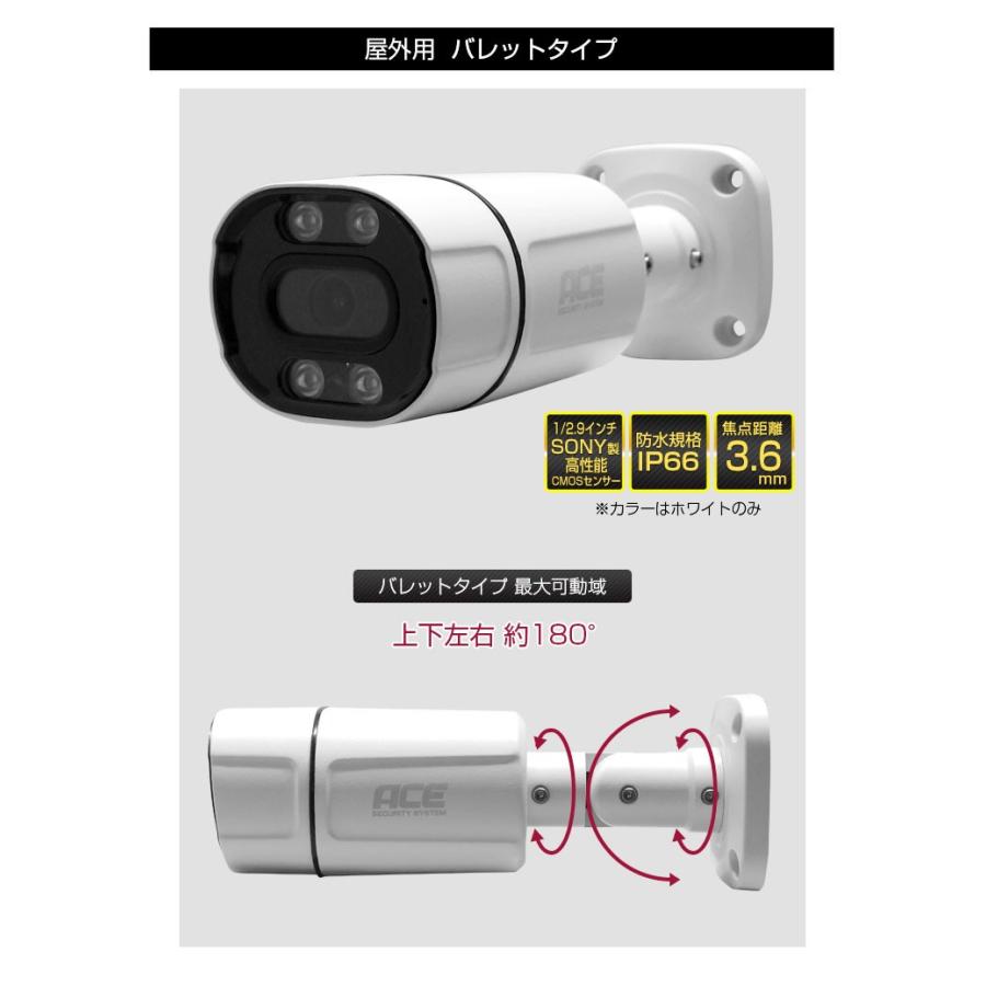 ACE SECURITY SYSTEM 防犯カメラ セット 家庭用 1~4台 屋内 屋外 AHD