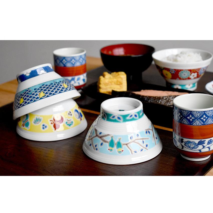 九谷焼 青郊窯 色絵千段飯碗 11.5cm ギフト プレゼント 化粧箱付き お