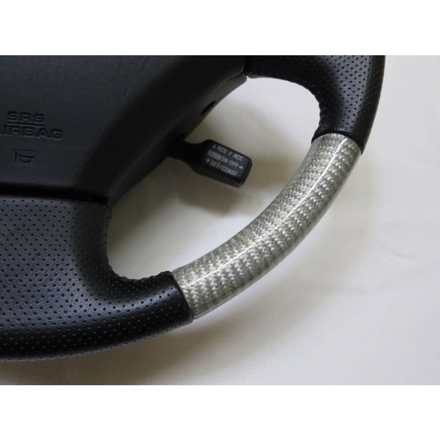 アリスト 16系 シルバー カーボン コンビ ステアリング ハンドル