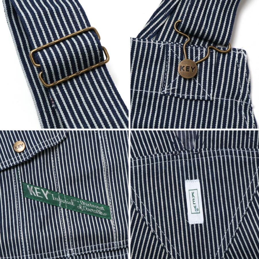 KEY 【裾上げ無料】KEY INDUSTRIES,INC. ヒッコリー オーバーオール