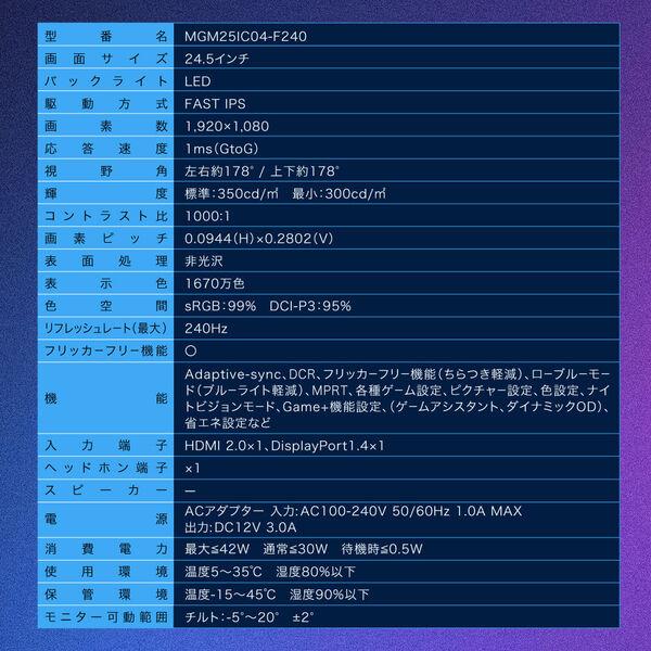MAXZEN（マクスゼン） ゲーミングモニター 24.5インチ モニター