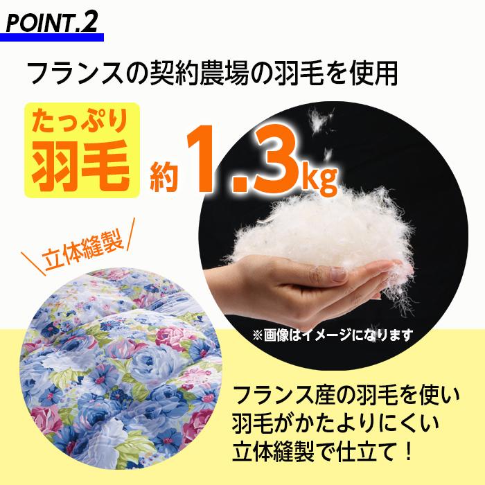 羽毛布団 ダブル ブルー 日本製 掛け布団 羽毛掛け布団 四つ星品質