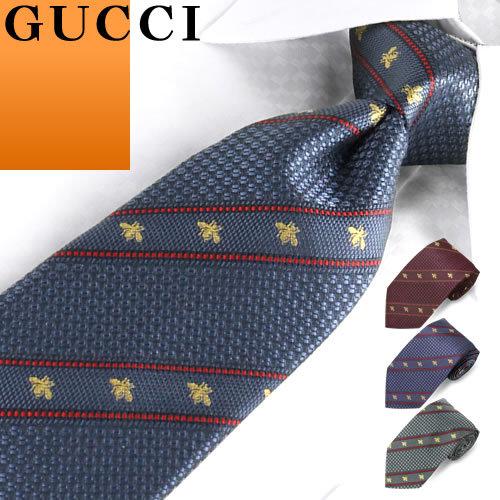 GUCCI（グッチ） ネクタイ ビー ハチ ストライプ柄 シルク イタリア製
