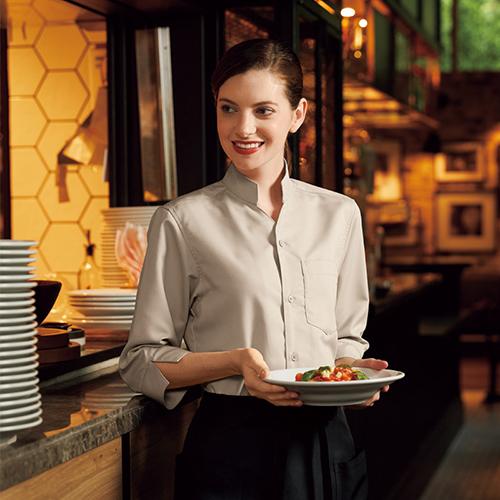 シャツ スタンドカラー 立ち襟 制服 ユニフォーム KAZEN カゼン 七分袖