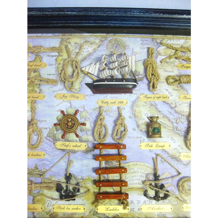 ロープノット額 海図（ブルー） プレゼント 父の日 マリンテイスト