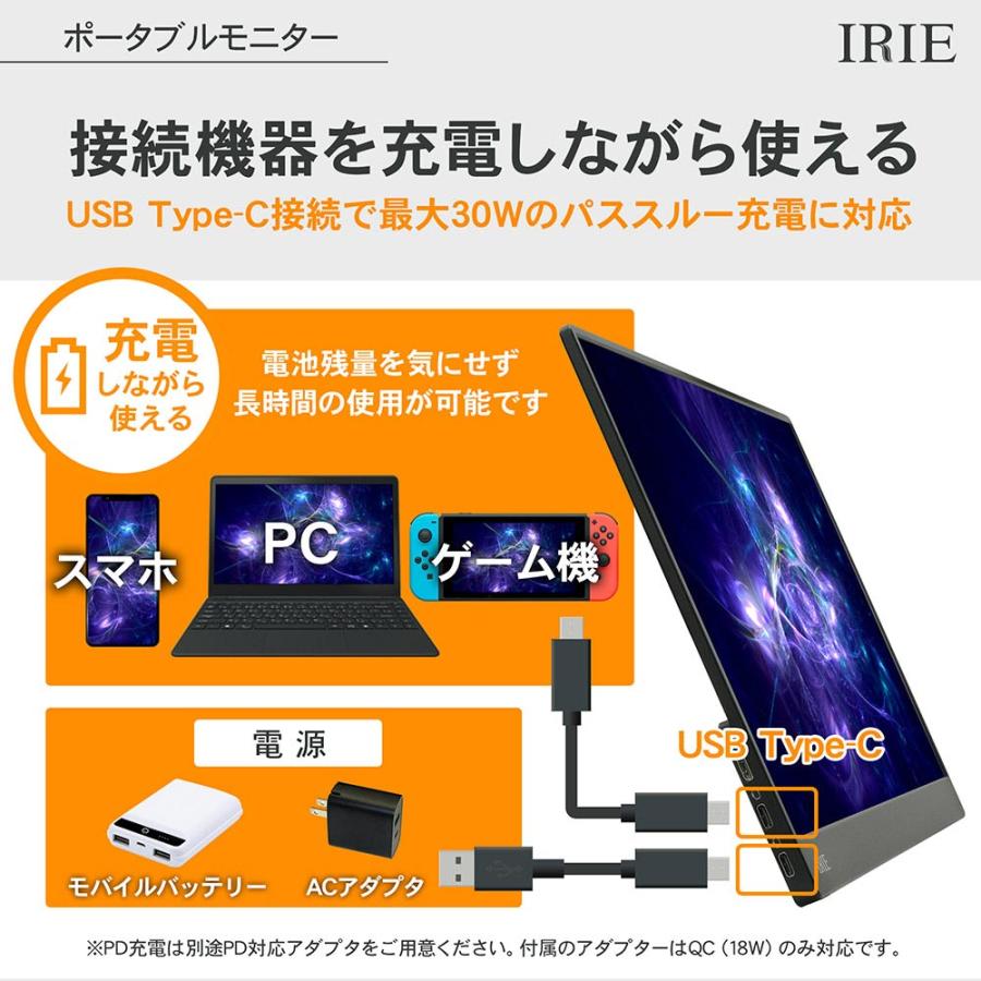 IRIE モバイルモニター ゲーム 15.6インチ switch フルHD IPS HDMI