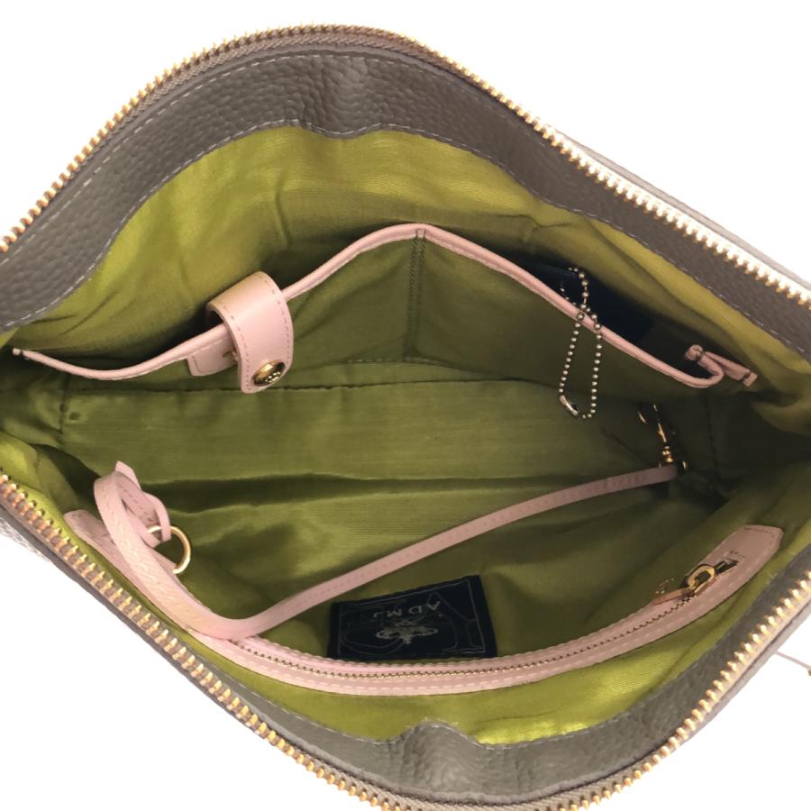 ADMJ エーディーエムジェイ グレー ピンク レザー キャンバス