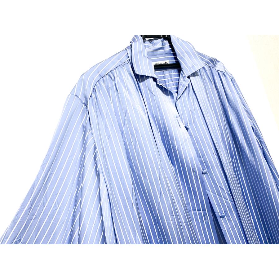 BALENCIAGA バレンシアガ 青 オーバーサイズ ストライプ シャツ