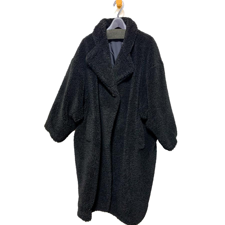 YOKO CHAN ヨーコチャン 黒ボア ポリエステル ロングコート YCC-620