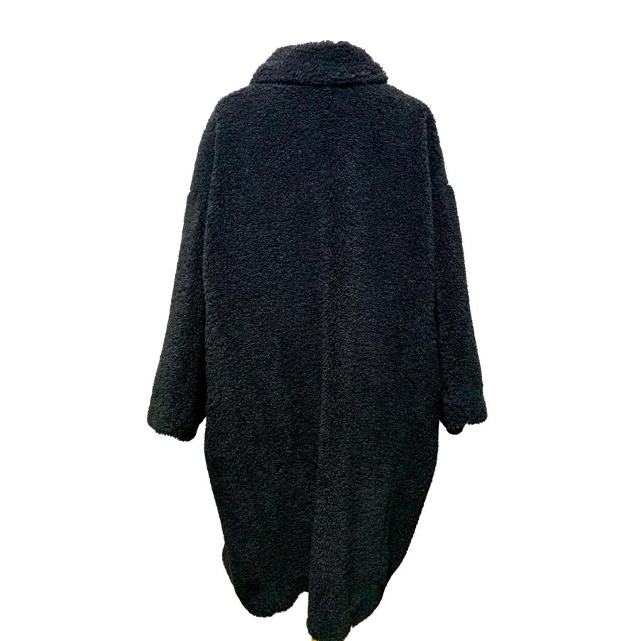 YOKO CHAN ヨーコチャン 黒ボア ポリエステル ロングコート YCC-620