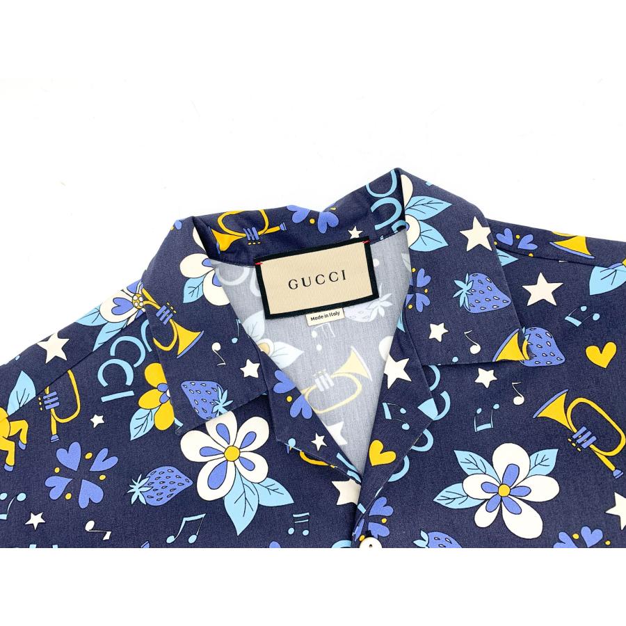GUCCI グッチ レトロ フラワー＆ポニー コットン ボウリングシャツ 服