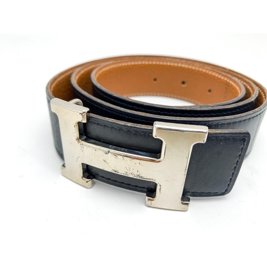 HERMES エルメス 黒/茶 ブラック/ブラウン Hバックル コンスタンス H