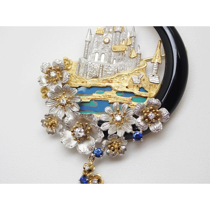 石川暢子 NOBUKO ISHIKAWA as time ダイヤ・サファイアブローチ K18