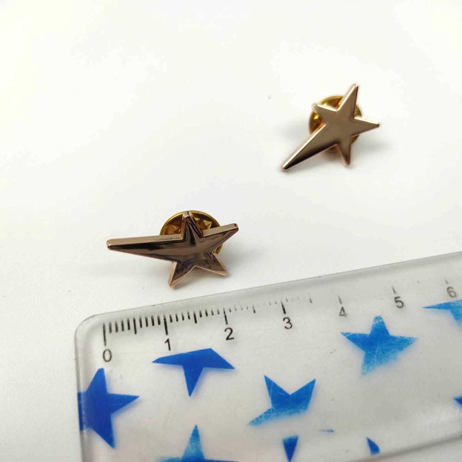 星 五角形 ピンバッジ ピンズ 流れ星 ゴールド/ブラック 2個セット