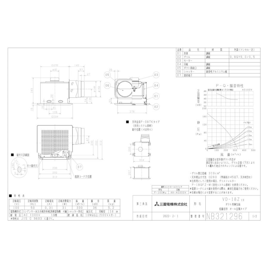 三菱電機（MITSUBISHI ELECTRIC） 三菱 換気扇 【VD-18Z13】換気扇