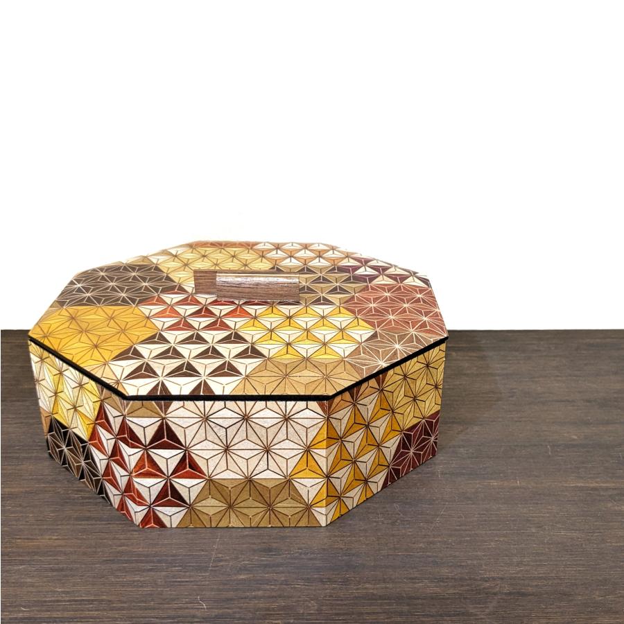 箱根寄木細工 八角の菓子器 麻の葉亀甲柄 収納箱 : MA by So Shi Te