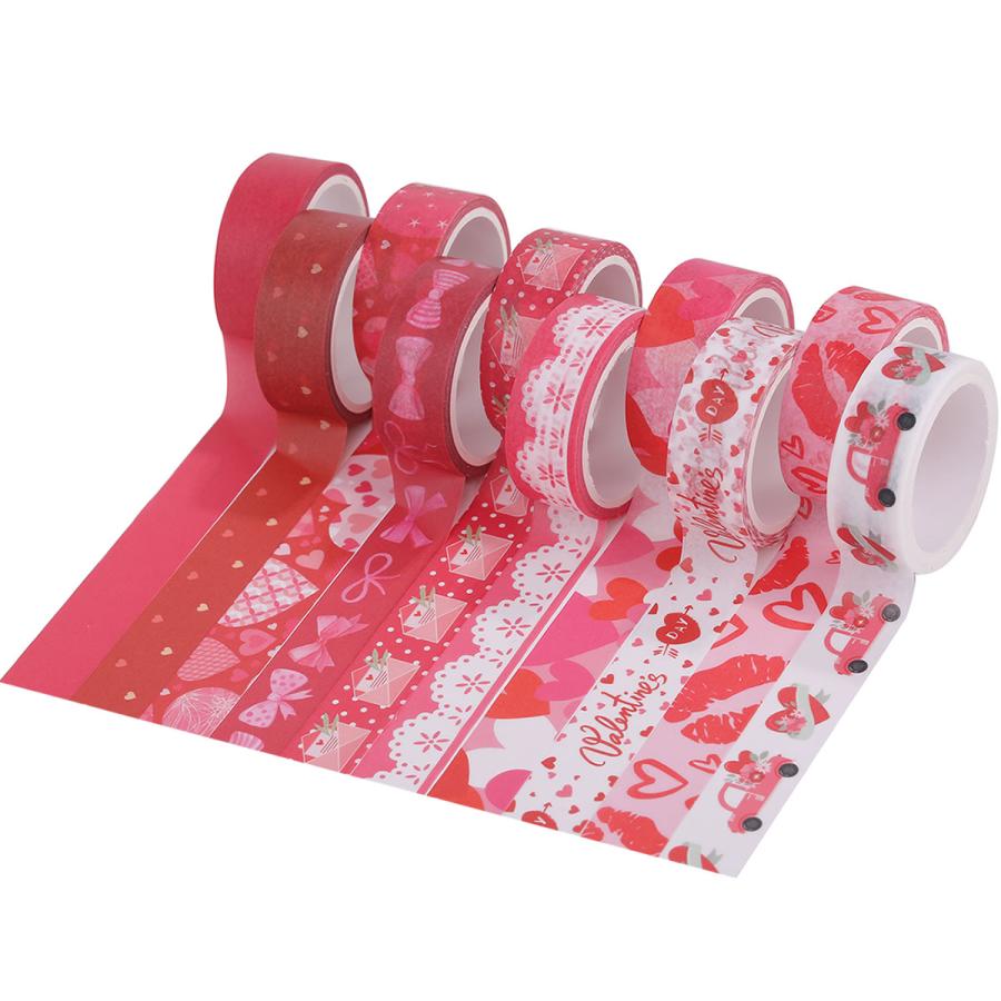 マスキングテープ 10巻セット マステ バレンタイン レッド 15mm×4m