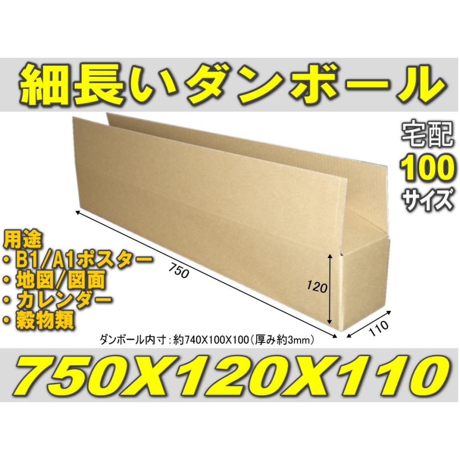 ◇100サイズB1等細長いダンボール750X120X110 5枚 : マックスショップ